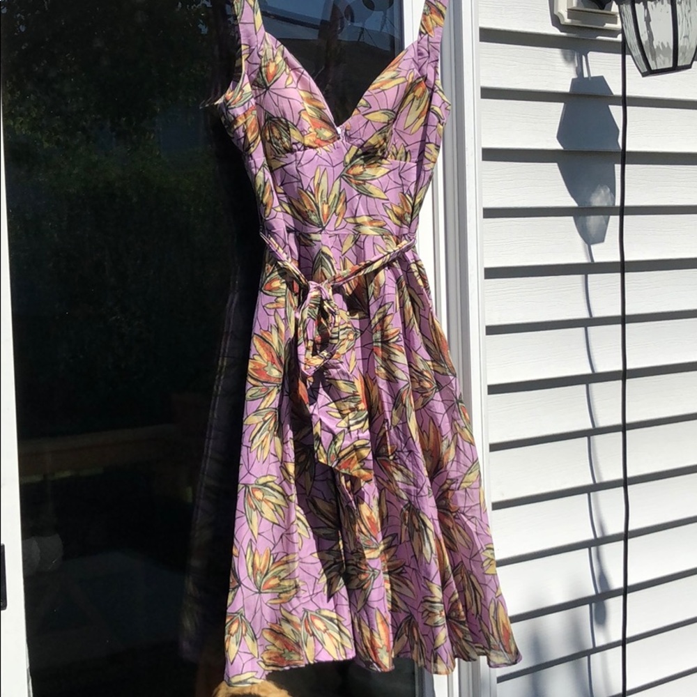 BCBG Floral Tie-Waist Dress